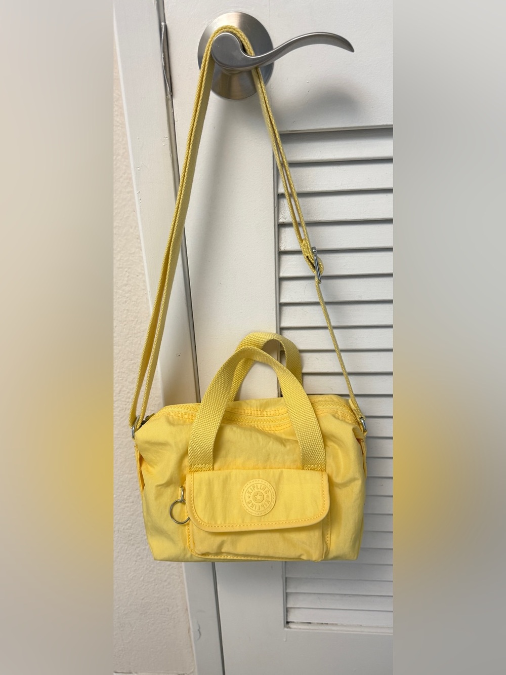 Kipling Yellow Mini Satchel Crossbody Bag Top Handle Nylon Y2K